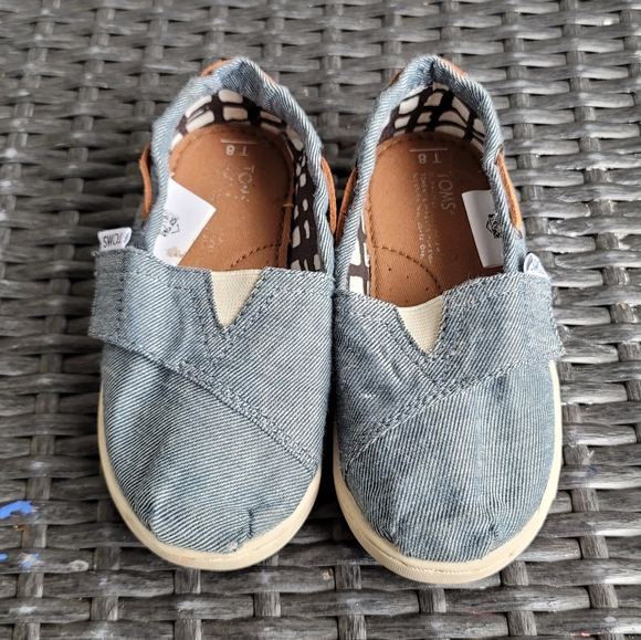 Toms Deck Shoes Blue Denim Nautical Boat Loafer Moccasins Size 8 - Picture 7 of 8
